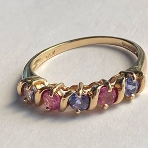 14k Iolite and pink sapphire ring
